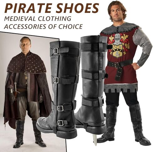 NUMJAW Pirate Costume Men Women Pirate Boot Covers Costume Viking Renaissance Medieval Boots Covers for Halloween Cosplay in Saudi Arabia