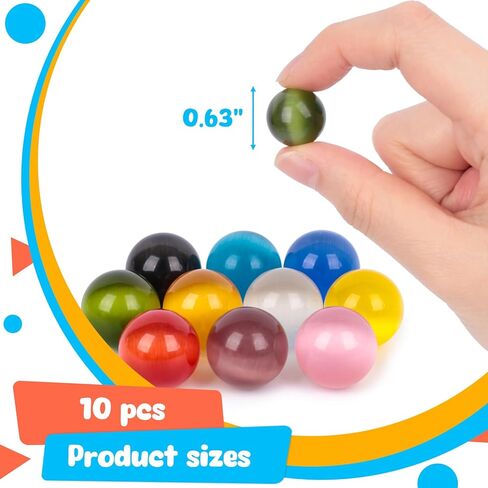 MCPINKY 10PCS Marbles Bulk for Kids, 0.63" Cat Eye Marbles Colored Marbles Bulk in Tinplate Box for Kids Marble Run Marble Games in Kuwait