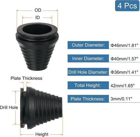 uxcell 4 Pcs Tower Shaped Grommet 30mm 1.18 Inch Drill Hole, Rubber Plugs Hole Grommets Protection Gasket Kit for Wire Cable Cord in Saudi Arabia