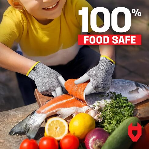 NoCry Kids Cutting Gloves, XXS (4-7 Years) - 100% Food Grade Kids Fishing Gloves with Level 5 Protection - Ideal as Wood Carving Gloves or Whittling Gloves for Kids - Free eBook Included in Kuwait