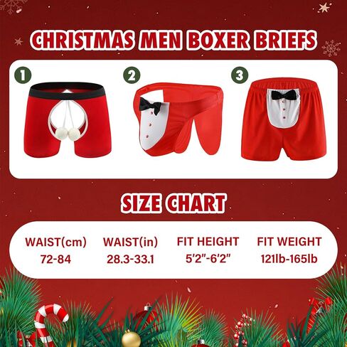Christmas Underwear for Men Boxer Briefs Sexy Lingerie Sissy Panties Red Boxers Cosplay Costume in Kuwait