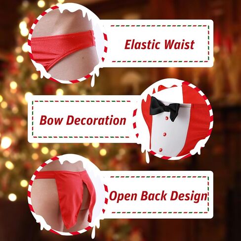 Christmas Underwear for Men Boxer Briefs Sexy Lingerie Sissy Panties Red Boxers Cosplay Costume in Kuwait