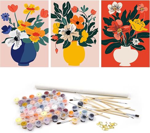 3 Pack Paint By Numbers Kit for Adults - Landscape Adult Beginner Diy Acrylic Pigment Canvas Easy Paint By Numbers - Suitable for Home Space Wall Decoration - 12x16 Inch Arts and Crafts for Adults in Saudi Arabia