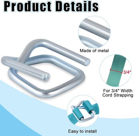 50 قطعة من مشبك الأسلاك، مشبك سلك معدني 3/4، أبازيم سلك الربط، مشبك سلك معدني شديد التحمل 3/4 بوصة لربط الحبل المنسوج، أبازيم قابلة لإعادة الاستخدام سلك معدني قوي وقوة تحمل عالية in Kuwait