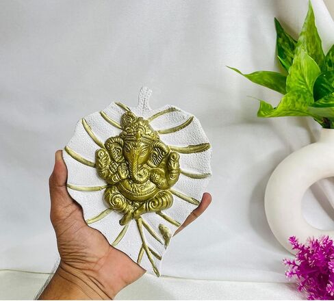 Charmy Crafts Metal Ganesha On Leaf, Wall Hanging Article for Wall Decor, Wedding Gifts, Best for Housewarming, Room Decor (Aqua Green) in Saudi Arabia