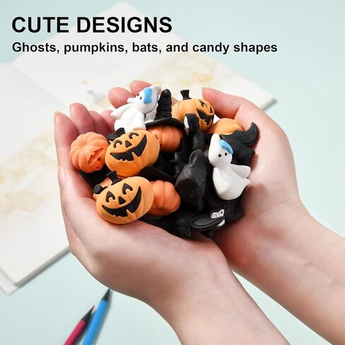 DOMG 300Pcs Mini Halloween Erasers for Kids, Cute Mini Pumpkin Ghost Bat Erasers Bulk for Halloween Classroom Party Favors Goody Bag Filler Gifts in Saudi Arabia