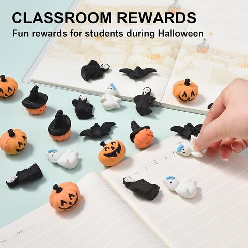 DOMG 300Pcs Mini Halloween Erasers for Kids, Cute Mini Pumpkin Ghost Bat Erasers Bulk for Halloween Classroom Party Favors Goody Bag Filler Gifts in Saudi Arabia