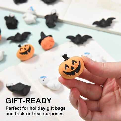 DOMG 300Pcs Mini Halloween Erasers for Kids, Cute Mini Pumpkin Ghost Bat Erasers Bulk for Halloween Classroom Party Favors Goody Bag Filler Gifts in Saudi Arabia