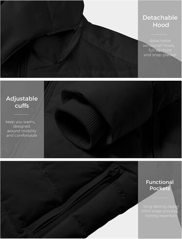 wantdo Men's Waterproof Puffer Jacket Warm Winter Coat Thicken Parka Jacket with Removable Hood (Regular and Big Size) in Saudi Arabia