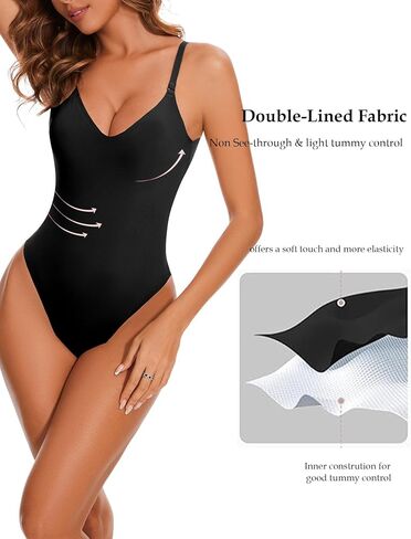 Low Back Shapewear Slimming Bodysuit for Women V Neck Built in Bra Shaper Backless Body Suit in Saudi Arabia