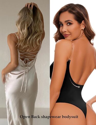 Low Back Shapewear Slimming Bodysuit for Women V Neck Built in Bra Shaper Backless Body Suit in Saudi Arabia
