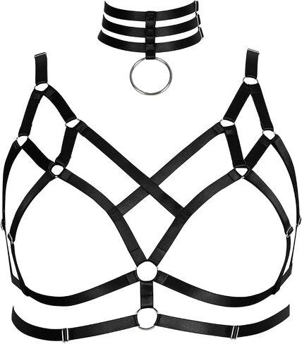 Women's Harness Bra Plus Size Lingerie cage Punk Gothic Belt Festival Rave Stretchy Fabric Adjustable Size Accessories in Saudi Arabia