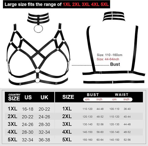 Women's Harness Bra Plus Size Lingerie cage Punk Gothic Belt Festival Rave Stretchy Fabric Adjustable Size Accessories in Saudi Arabia