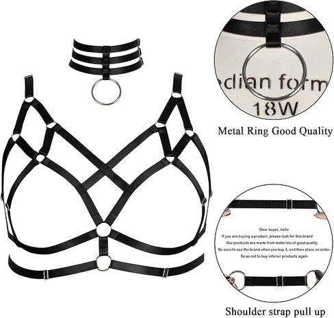 Women's Harness Bra Plus Size Lingerie cage Punk Gothic Belt Festival Rave Stretchy Fabric Adjustable Size Accessories in Saudi Arabia