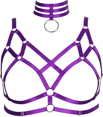 Women's Harness Bra Plus Size Lingerie cage Punk Gothic Belt Festival Rave Stretchy Fabric Adjustable Size Accessories in Saudi Arabia