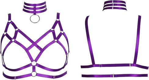 Women's Harness Bra Plus Size Lingerie cage Punk Gothic Belt Festival Rave Stretchy Fabric Adjustable Size Accessories in Saudi Arabia
