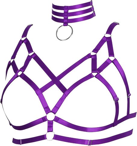 Women's Harness Bra Plus Size Lingerie cage Punk Gothic Belt Festival Rave Stretchy Fabric Adjustable Size Accessories in Saudi Arabia