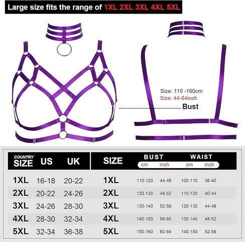 Women's Harness Bra Plus Size Lingerie cage Punk Gothic Belt Festival Rave Stretchy Fabric Adjustable Size Accessories in Saudi Arabia