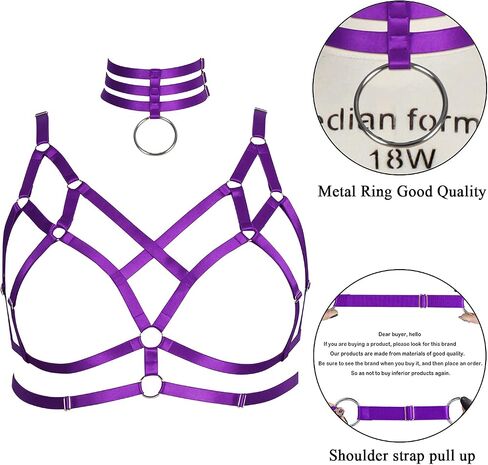 Women's Harness Bra Plus Size Lingerie cage Punk Gothic Belt Festival Rave Stretchy Fabric Adjustable Size Accessories in Saudi Arabia