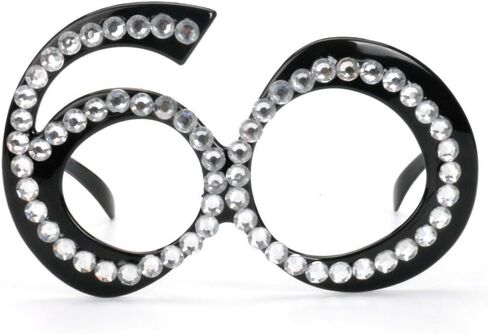 نظارات KAYNO قطعة واحدة سوداء لعيد الميلاد الستين، رقم 60 بإطار كريستالي مضحك، نظارات شمسية مبتكرة لتزيين الاحتفالات، زينة عيد الميلاد ال60 للنساء، نظارات شمسية ونظارات شمسية جديدة للنساء in Kuwait