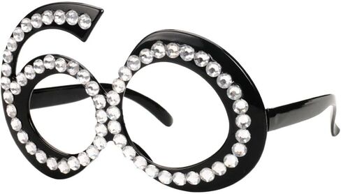 نظارات KAYNO قطعة واحدة سوداء لعيد الميلاد الستين، رقم 60 بإطار كريستالي مضحك، نظارات شمسية مبتكرة لتزيين الاحتفالات، زينة عيد الميلاد ال60 للنساء، نظارات شمسية ونظارات شمسية جديدة للنساء in Kuwait