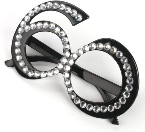 نظارات KAYNO قطعة واحدة سوداء لعيد الميلاد الستين، رقم 60 بإطار كريستالي مضحك، نظارات شمسية مبتكرة لتزيين الاحتفالات، زينة عيد الميلاد ال60 للنساء، نظارات شمسية ونظارات شمسية جديدة للنساء in Kuwait