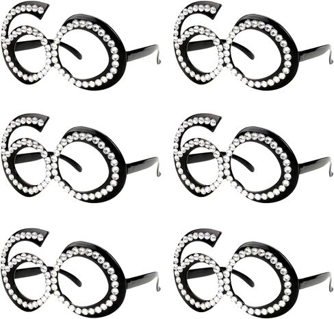 نظارات KAYNO قطعة واحدة سوداء لعيد الميلاد الستين، رقم 60 بإطار كريستالي مضحك، نظارات شمسية مبتكرة لتزيين الاحتفالات، زينة عيد الميلاد ال60 للنساء، نظارات شمسية ونظارات شمسية جديدة للنساء in Kuwait