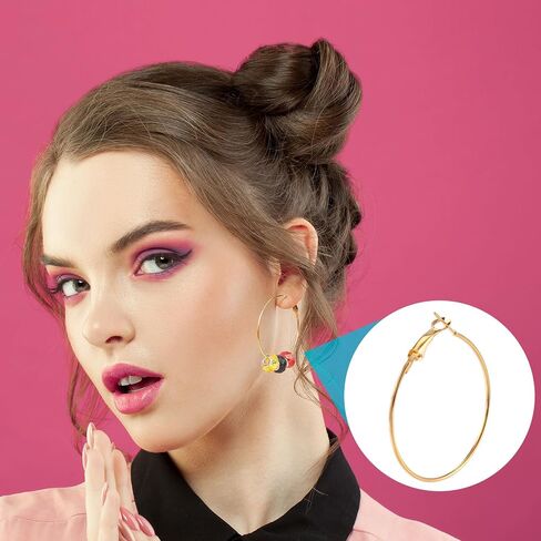 96 قطعة من الأقراط الحلقية، حلقات أقراط لصنع المجوهرات لا تسبب الحساسية، خرز مفتوح DIY إكسسوارات يدوية - فضي، 20 مم، 25 مم، 30 مم، 40 مم in Kuwait