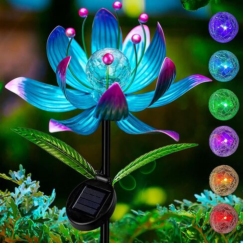 Solar Wind Spinner,82 inch Multi Color Tulip Wind Spinner - Yard Decorations - Solar Powered Glass Ball - Garden Decoration in Saudi Arabia