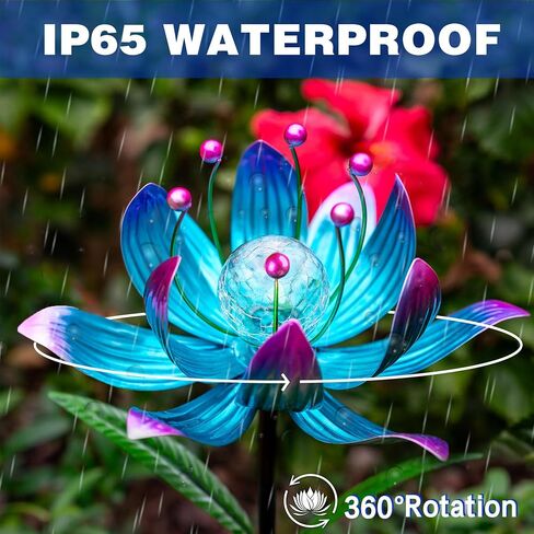 Solar Wind Spinner,82 inch Multi Color Tulip Wind Spinner - Yard Decorations - Solar Powered Glass Ball - Garden Decoration in Saudi Arabia