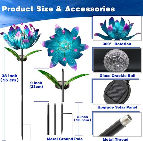 Solar Wind Spinner,82 inch Multi Color Tulip Wind Spinner - Yard Decorations - Solar Powered Glass Ball - Garden Decoration in Saudi Arabia
