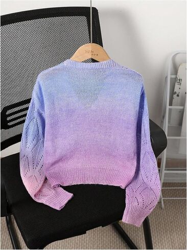 GORGLITTER Girl's Colorful Crochet Button Cardigans Hollow Out Long Sleeve V Neck Knit Cardigan Sweaters in Saudi Arabia
