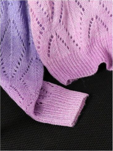 GORGLITTER Girl's Colorful Crochet Button Cardigans Hollow Out Long Sleeve V Neck Knit Cardigan Sweaters in Saudi Arabia