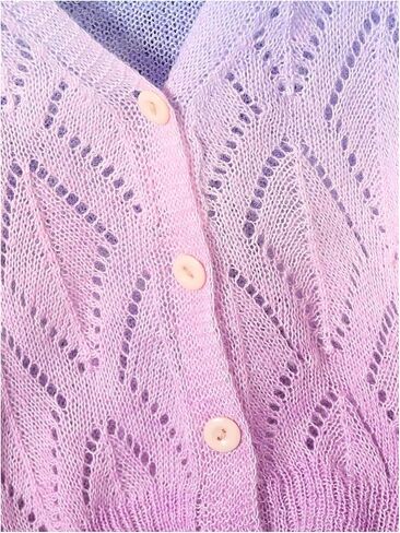 GORGLITTER Girl's Colorful Crochet Button Cardigans Hollow Out Long Sleeve V Neck Knit Cardigan Sweaters in Saudi Arabia