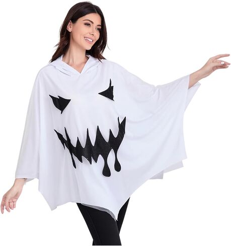 زي الهالوين النسائي المضحك ذو الوجه الشبح المخيف وعباءة المعطف in Kuwait