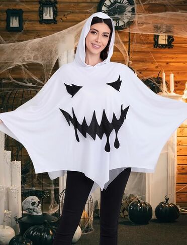 زي الهالوين النسائي المضحك ذو الوجه الشبح المخيف وعباءة المعطف in Kuwait