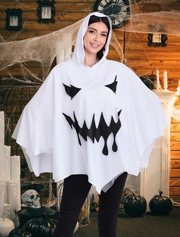 زي الهالوين النسائي المضحك ذو الوجه الشبح المخيف وعباءة المعطف in Kuwait