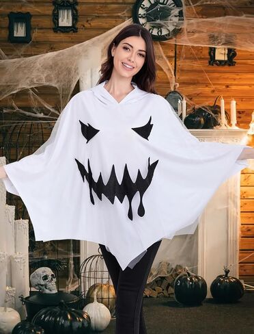 زي الهالوين النسائي المضحك ذو الوجه الشبح المخيف وعباءة المعطف in Kuwait