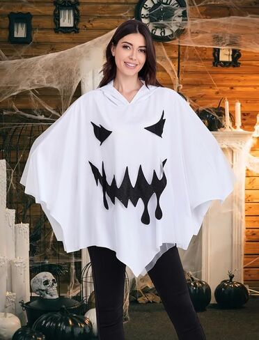 زي الهالوين النسائي المضحك ذو الوجه الشبح المخيف وعباءة المعطف in Kuwait