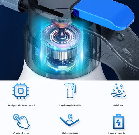 بخاخ رغوة كهربائي مع USB 1.5 لتر مسدس رغوة غسيل السيارات اللاسلكي مسدس رغوة مضغوط غسيل السيارات البخاخ للمركبات والدراجات النارية in Saudi Arabia
