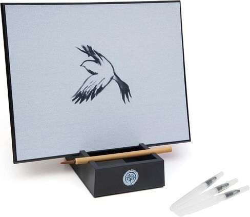 لوحة زين ساتوري - مجموعة فاخرة لفن الرسم المائي والتأمل لليقظة والاسترخاء - تتضمن لوحة و3 فرش مياه وفرشاة خيزران - مثالية للخط والرسم والفنانين والمتحمسين in Kuwait