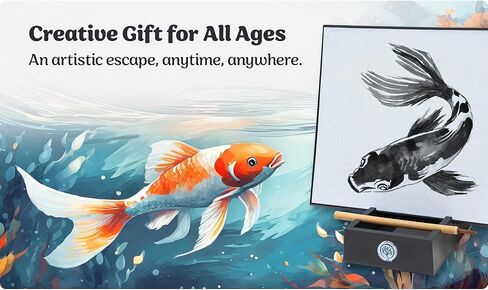 لوحة زين ساتوري - مجموعة فاخرة لفن الرسم المائي والتأمل لليقظة والاسترخاء - تتضمن لوحة و3 فرش مياه وفرشاة خيزران - مثالية للخط والرسم والفنانين والمتحمسين in Kuwait