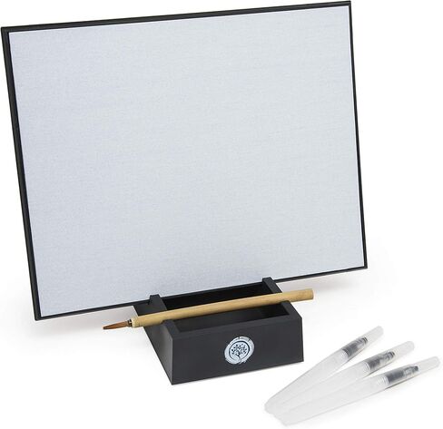 لوحة زين ساتوري - مجموعة فاخرة لفن الرسم المائي والتأمل لليقظة والاسترخاء - تتضمن لوحة و3 فرش مياه وفرشاة خيزران - مثالية للخط والرسم والفنانين والمتحمسين in Kuwait