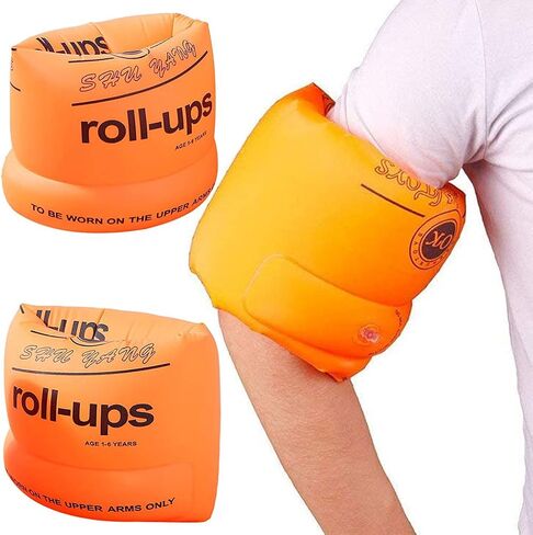 Swim Arm Bands Inflatable Swimming Arm Float Rings Floater Sleeves Roll Up Arm Floaties for Kids and Adults, Pack of 4 in Saudi Arabia