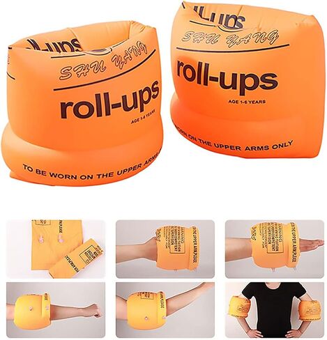 Swim Arm Bands Inflatable Swimming Arm Float Rings Floater Sleeves Roll Up Arm Floaties for Kids and Adults, Pack of 4 in Saudi Arabia