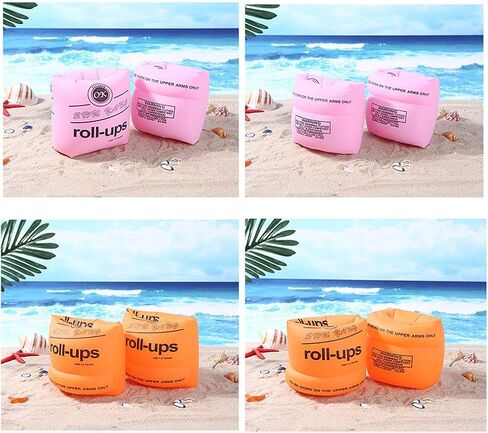 Swim Arm Bands Inflatable Swimming Arm Float Rings Floater Sleeves Roll Up Arm Floaties for Kids and Adults, Pack of 4 in Saudi Arabia