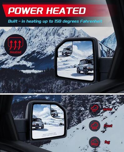 Left Driver Side Mirror Fits Ford F150 Side Mirror 2015 2016 2017 2018 2019 2020 Side View Mirror, w/Heated, Turn Signal Light, 6 pins #FO1320556 in Saudi Arabia