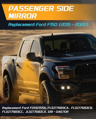 Left Driver Side Mirror Fits Ford F150 Side Mirror 2015 2016 2017 2018 2019 2020 Side View Mirror, w/Heated, Turn Signal Light, 6 pins #FO1320556 in Saudi Arabia