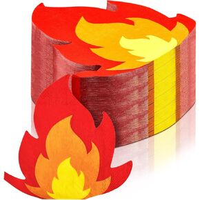 Henoyso 100 Pcs Fire Napkins 6.5 Inch Flame Napkins Disposable Paper Napkins for Firefighter Theme Fire Truck Birthday Pentecost Party Fireman Graduation Party Bonfire Survivor party Supplies