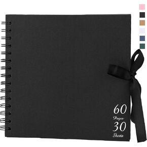 Scrapbook Album with 60 Pages Thick Kraft Paper, 8×8in Brown DIY Photo Book, Small Memory Book with Photo Corners for Baby Family Lovers Pets